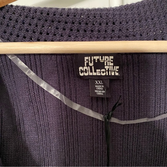 Women's Long Sleeve Oversized Rugby Mini Sweater Dress, Navy Stripe XXL NEW - Picture 9 of 10